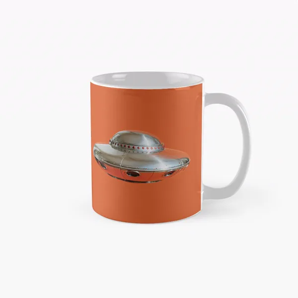 UFO Shiny Metal Spaceship Red Studded Dome Orange: Classic Mug