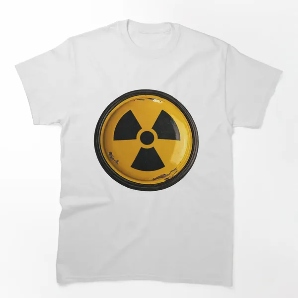 Radioactive Symbol Retro Yellow Dome on Teal: Classic T-Shirt