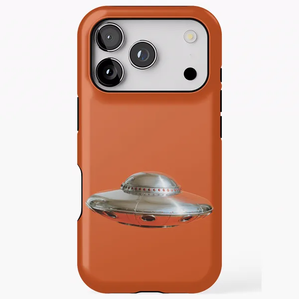 UFO Shiny Metal Spaceship Red Studded Dome Orange: iPhone Tough Case